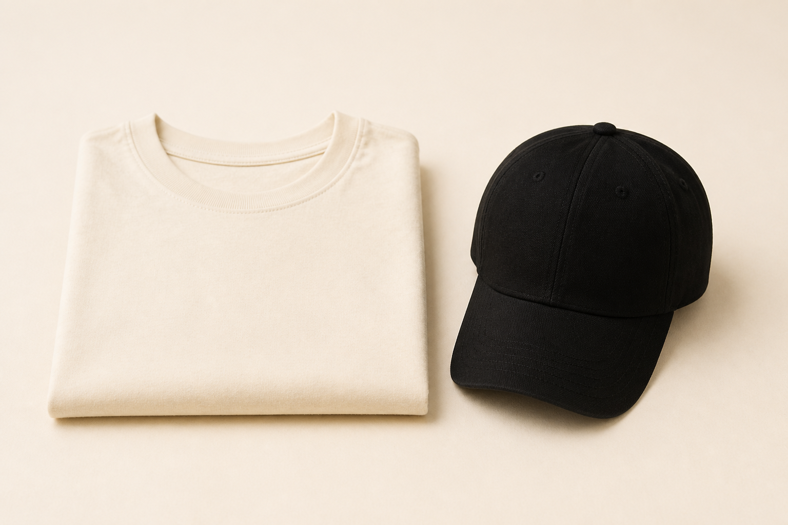 T-shirt e boné lisos prontos para personalizar